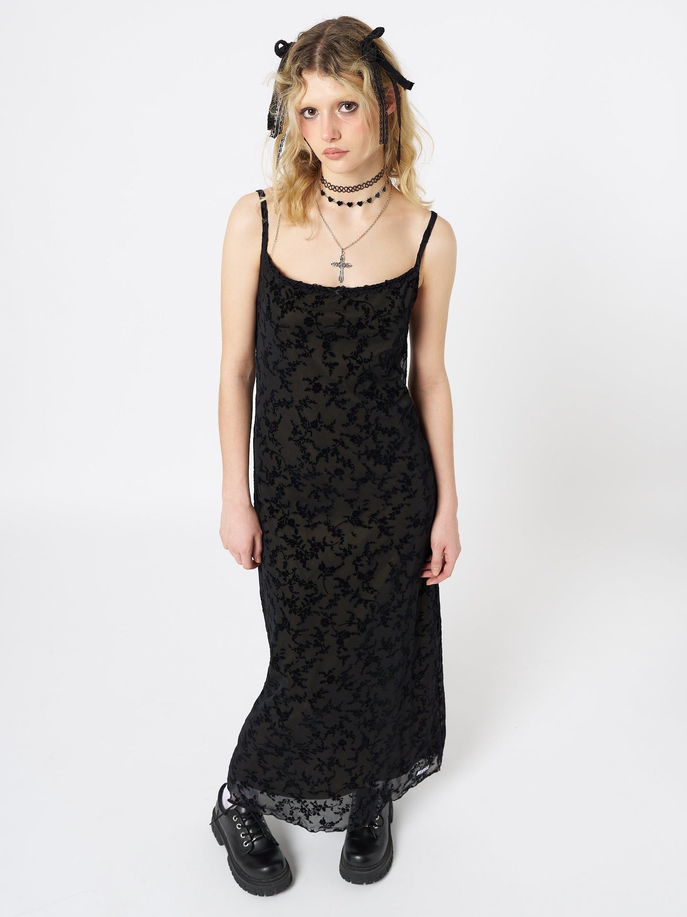 Titania Black Mesh Maxi Dress - Minga  US