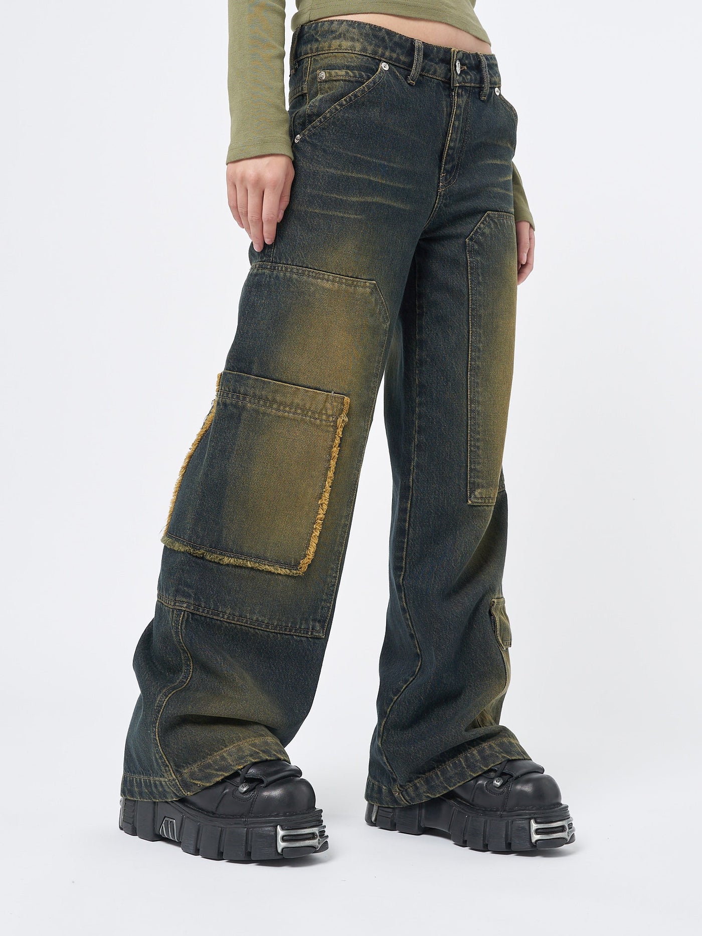 Track Multi Pocket Overdye Cargo Jeans