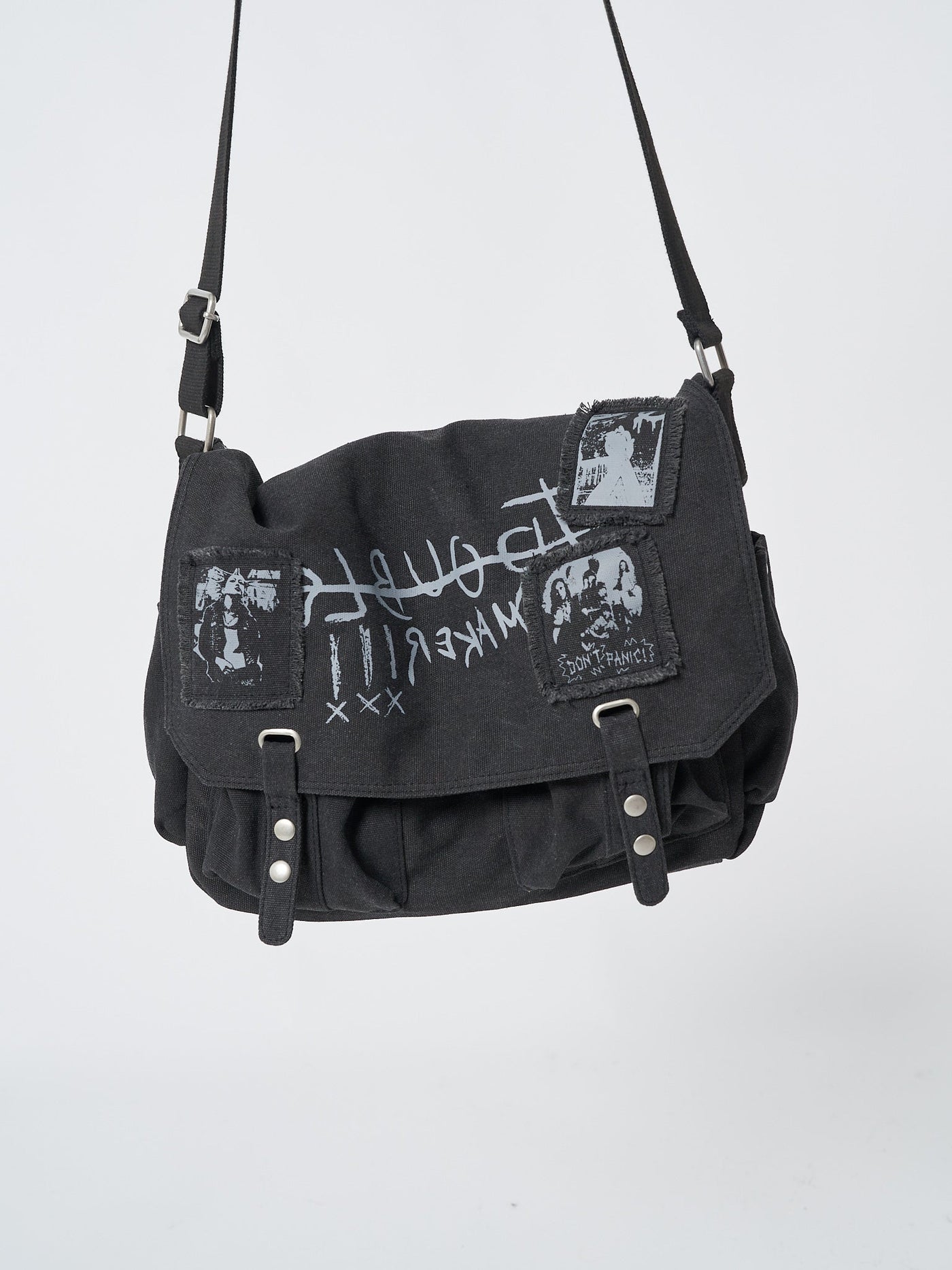 Troublemaker Black Canvas Messenger Bag