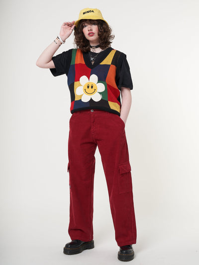 Minga x Strangervinyl Happy Flower Rainbow Check Vest