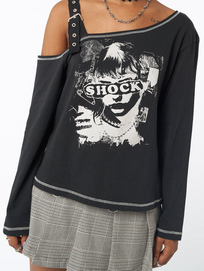 Shocky Black Asymmetric Top - Minga  US